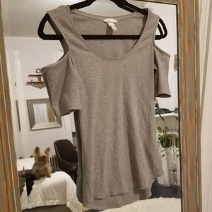 Gray cold-shoulder top